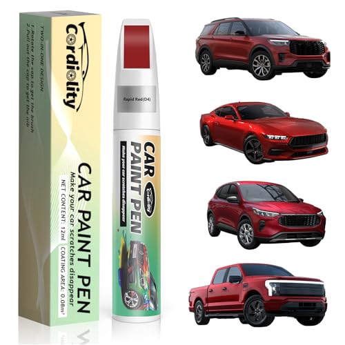 Image of Car Touch Up Paint Rapid Red(D4) for Ford, Color Accurate Car Scratch Repair Remover Pen Fix Auto Paint Chips and Nicks