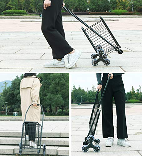 QIANGDA-Handwagen Einkaufstrolley Einkaufswagen Treppensteiger Die Gealterten Supermarkt-Einkaufswagen Korb Metallrahmen… – Bild 5