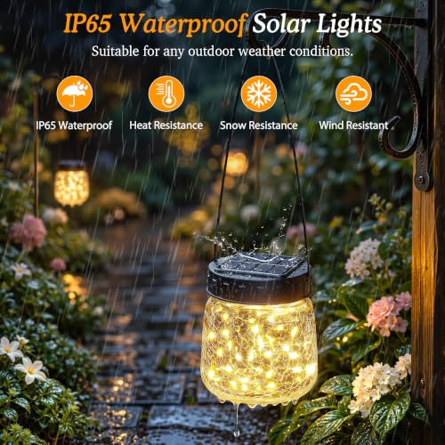 BUCASA Small Solar Lanterns Outdoor Waterproof Hanging Solar Lights - image 4