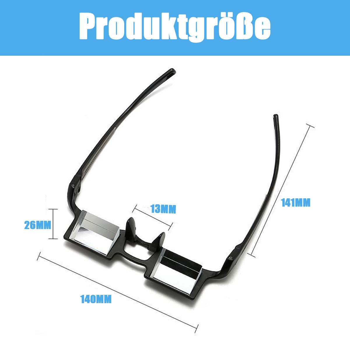 GERUI Lekkie okulary pryzmatyczne do łóżka, leniwe okulary, lekkie okulary lustrzane, poziomo leżące okulary do czytania 90°, okulary pryzmatyczne do leżenia, czytania i oglądania telewizji/oglądania