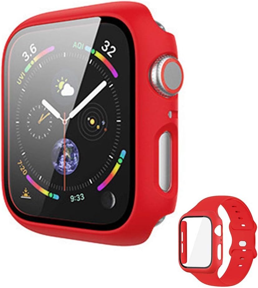 Vopteep Watch Case [Band Included] Compatible for Apple Watch Series 6/SE/5/4 Durable Soft Silicone Strap with Slim Full Coverage Matte Hard Case Replacement for iWatch(Black,44mm S/M) : Cell Phones & Accessories