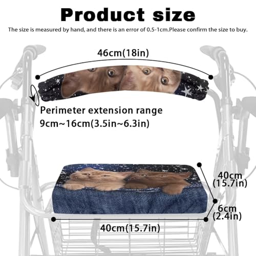 Image of Soft Rollator Walker Seat and Backrest Covers, Universal Accessories for Rollator Walkers, Cat Adjustable Seat Covers for Seniors Women Men