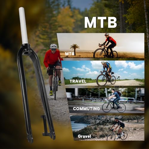 BUCKLOS 26/27.5/29 inch Mountain Bike Rigid Forks, 1-1/8" Threadless Straight MTB Rigid Front Fork Disc Brake, QR 9x100mm Super Light Aluminum Alloy Bicycle Fork for Mountain Bikes