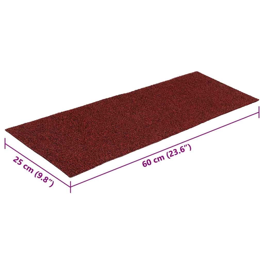Samoprzylepne maty na schody, do drewna, korytarza, zwierząt domowych, dzieci, seniorów, ochrona przed hałasem, 15 sztuk, 60 x 25 cm, bordowo-czerwone, 15 sztuk