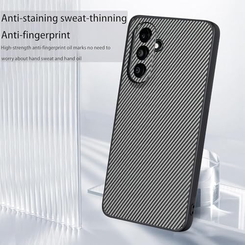 Image of DIZORO Carbon Fiber Case for Samsung Galaxy A36 5g Fusion 5g Smooth Touch Rubber Phone Cases Non-Slip, Camera Protection Fingerprint Resistant Full Body Protective Shockproof Back Cover - Light Grey
