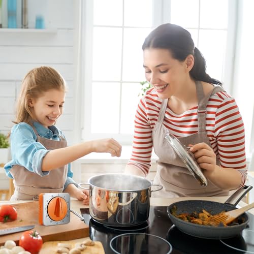 Orange Kitchen Timers for Cooking, Chef Cooking Timer Clock with Loud Alarm,100% Mechanical Desk Timer - No Batteries Required - Magnetic Backing, Exquisite Stainless Steel Body - Countdown Reminder - Image 2