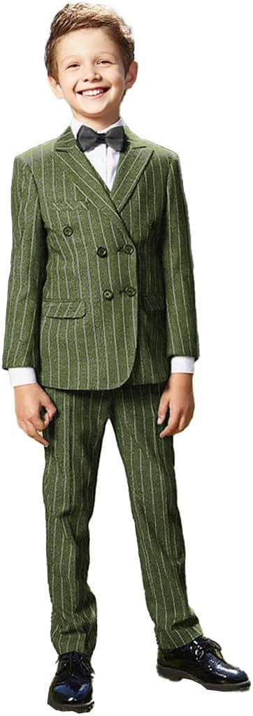 Boys 2 Piece Jacket Pants Striped Suits Lien Toddler Tuxedo Suit Set for Teen Boys Kids Wedding