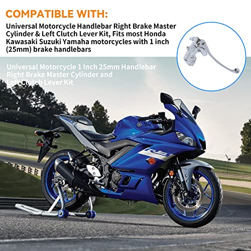 Stylemafia Universal Motorcycle 1" 25Mm Brake Clutch Master Cylinder Lever Compatible With Honda Kawasaki Suzuki Yamaha（Silver） #TOP5
