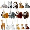 Skylety 15 pieces animal ornaments woodland faux fur animal hanging ornament bulk plush simulation fall christmas tree decoration for home backpack party holiday  urban country home decor