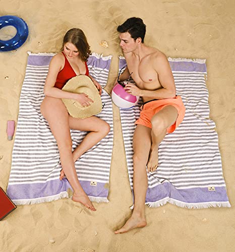 American Soft Linen Peshtemal Towel, 100% Cotton Turkish Peshtemal 35X60 In Oversized Swim Towels, Light Weight Quick Dry Sand Free Beach Pool Towels, Purple #TOP2