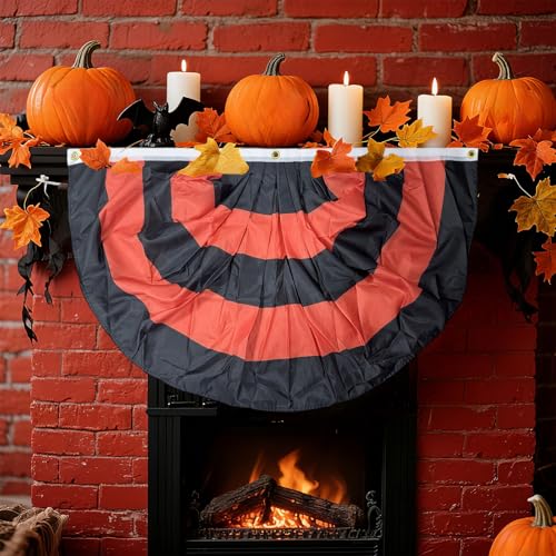 2PCS 6 x 3 Ft Halloween Bunting Outdoor Fall Pleated Fan Flags Hanging Orange Black Buntings Banner for Outside Halloween Party Decorations Thanksgiving Porch Yard Garden Fence Home Decor by kakina CMSX - Used condition - Image 3