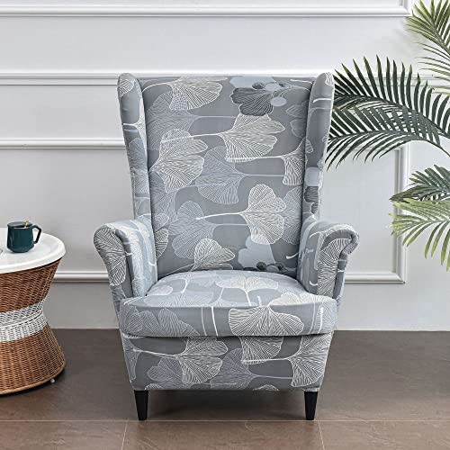 Set of 2 Wing Chair Covers Stretch, Elastic Armchair Protectors for Wing Chairs/Lounge Chairs, Outdoors, Living Room/Sofa, 1 Seater