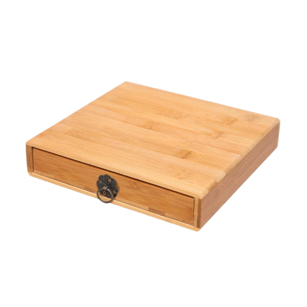 Cofanetto con Cassetto in Bambù per Conservazione Tè Pu-erh, Organizer con Anello di Trascinamento, Struttura Compatta e Riutilizzabile per Confezioni Uniche