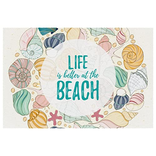 Sets de table coquillage conque de plage chic et durables de format 30,5 x 45,7 cm