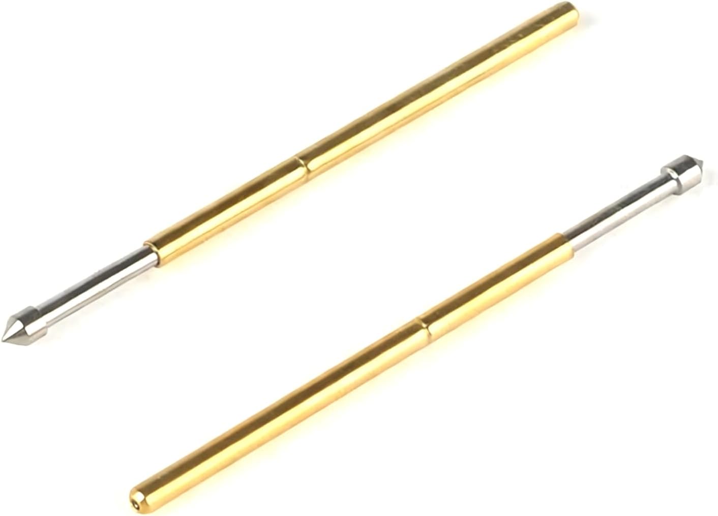 100Pcs P100-E2 Spring Test Probes, 1.5mm Tapered Head Pogo Pins Dia 1.36mm Length 33.35mm for PCB Board Testing Contact