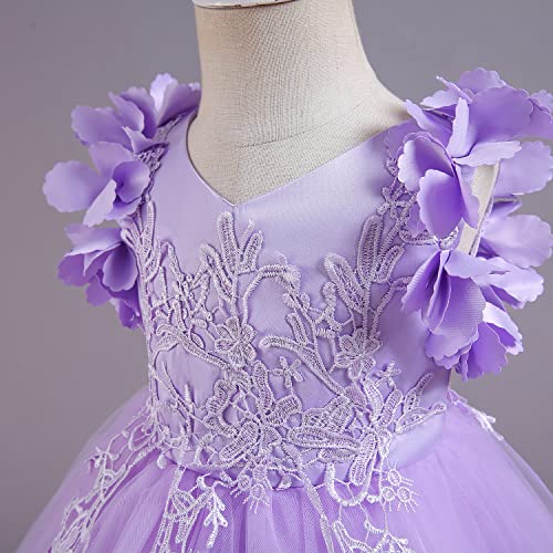 Flower Girl Lace Dress Toddler Tulle Sleeveless Bow Princess Party Wedding Pageant Bridesmaid (0-6T)4