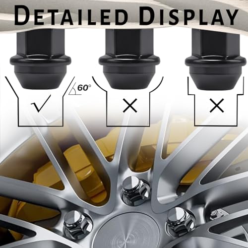 12mmx1.5 3/4''(19mm) Hex OEM Factory Wheel Lug Nuts Set of 20 for Focus Fusion Escape Ranger MKC/MKZ Fiesta Stock Wheels Large Acorn Seat Black