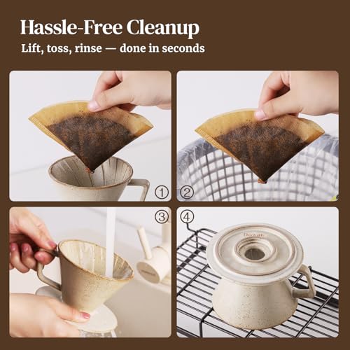 Image of DOWAN Pour Over Coffee Maker, Non-Electric Pour Over Coffee Dripper, Manual Brew Maker, Single Cups Porcelain Slow Brewing Accessories for Gifts, Grey