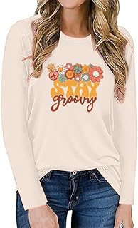 Vintage Fashion Shirt Women Floral Pattern Hippie Retro 70s Disco Peace Casual Long Sleeve Tops