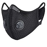 Sports Mask, Dustproof Mask Activated Carbon Filtration Exhaust Gas Anti Pollen Allergy PM2.5 Workout Running Motorcycle Cycling Mask (Black)