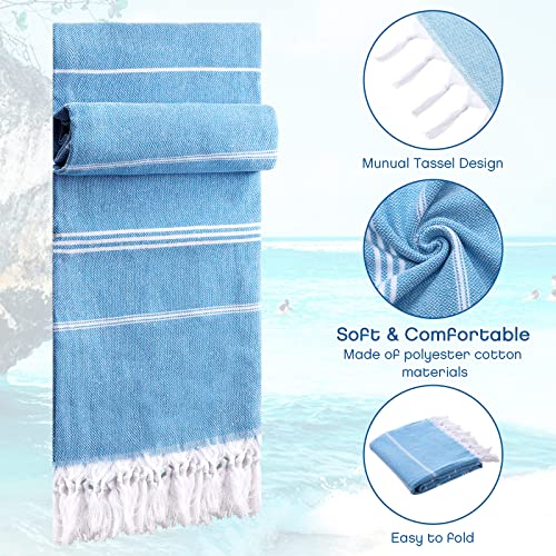 Moukeren 2 Pcs Turkish Bath Towels Large 39 X 71 Inch Cotton Quick Dry Beach Towel Oversized Sand Free Turkish Towel Turkish Pool Travel Towel For Adults Beach, Bath, Pool (Blue, Pink) #TOP5
