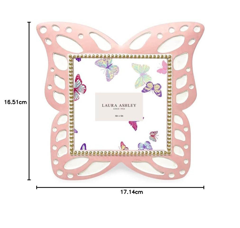 Amazon.co.jp: Laura Ashley 4x4 Pink Resin Butterfly Picture Frame