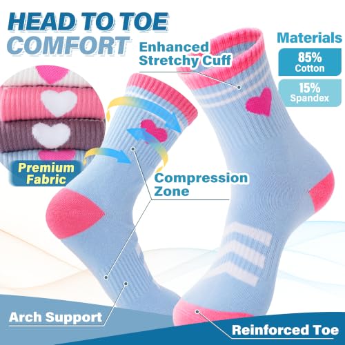 Image of ANTSANG Kids Boys Girls Athletic Cotton Socks,6 Pairs Youth Teen Crew Socks