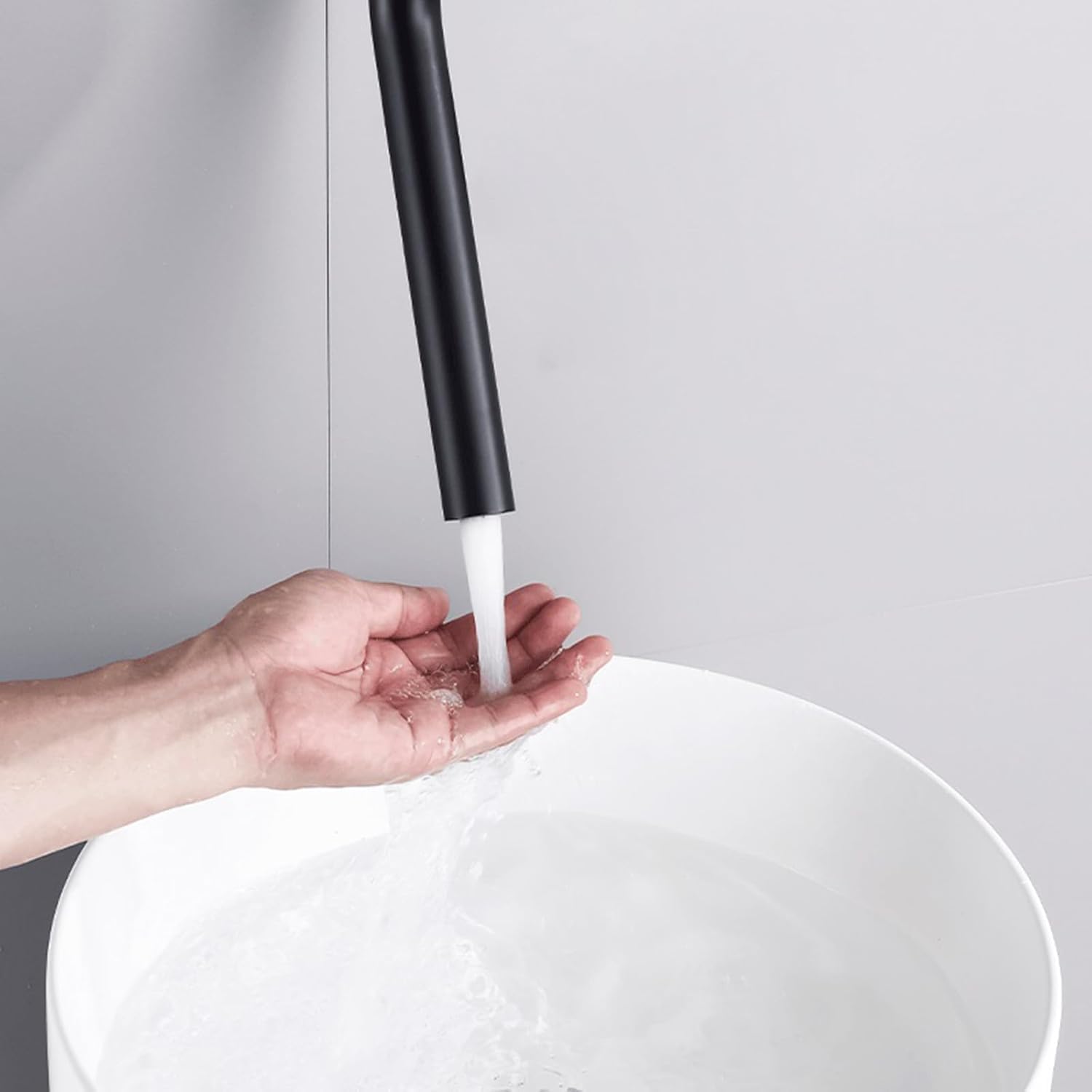 Grifo de Lavabo de Techo Grifo de Lavabo Oculto Montado en la Pared Grifos de Lavabo de baño de latón frío y Caliente para baño,Negro
