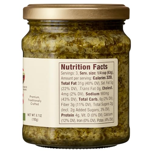 Image of Rao's Homemade Basil Pesto Sauce, 6.7 oz, Flavorful Pasta Sauce, Premium Quality, With Cheese, Nuts, Garlic & Olive Oil