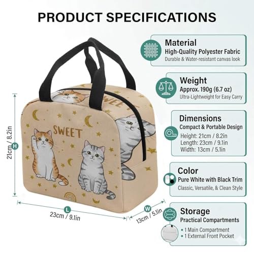 Sac isotherme repas réutilisable chat rayures orange 23 cm - 5