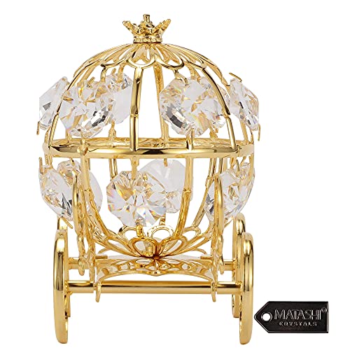Matashi Pumpkin Carriage, 24K Gold Plated Princess Carriage Décor – Perfect Christmas, Mother’s Day, and Valentine’s Day Gift – Table Centerpiece for Weddings & Special Occasions