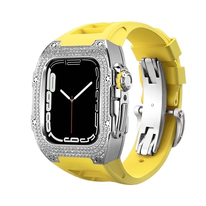 Kit modification diamant Apple Watch 45mm en acier luxe et bracelet sport