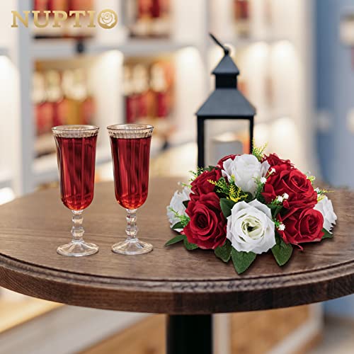 Image of NUPTIO Artificial Flower Centrepieces for Wedding Tables, 2 Pcs Fake Roses