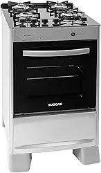 SUGGAR FOGÃO NEO GLASS PRATA MESA DE VIDRO 4 BOCAS TREMPE 6 APOIOS ACENDIMENTO AUTOMÁTICO FGVNG410PRIX