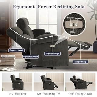 Consofa 80'' Power Reclining Sofa with Heat and Massage, Electric Reclining Couch with Extended Footrest, Wall Hugger 3-Seater Recliner Sofa with USB Ports, Cup Holders for Living Room