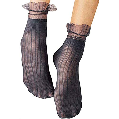 Womens Lace Ankle Socks 5 Pack Ultra Thin Short Socks With Trimmed Ruffle Fishnet Lace Liner Stockings