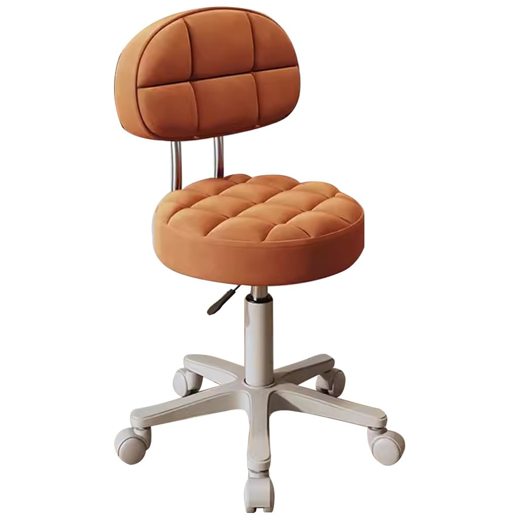 Chaise pivotante orange réglable à roulettes salon manucure et coiffure