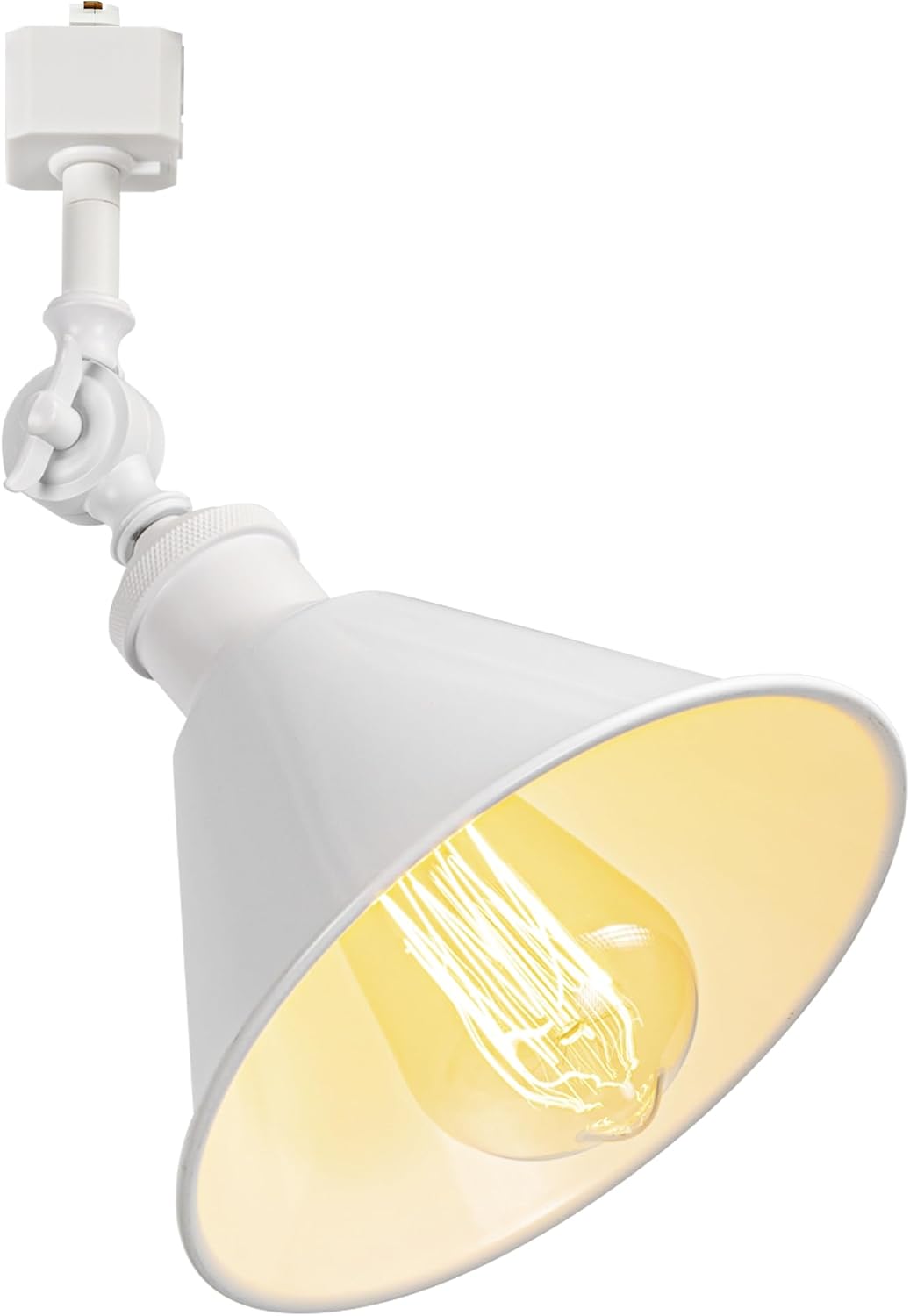 Minimalist White with Shade J-Type Track Lighting E26 Base Adjustable Angle Direction for Home Office 1 Pcs