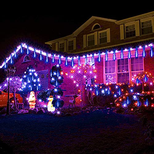 Rain Drop Lights,30Cm 8 Tubes 144 Led(11.8 Inch/Tube) Icicle Snow Falling Raindrop Lights For Wedding Party Holiday Xmas Halloween Home Garden Tree Decoration (Blue) #TOP2
