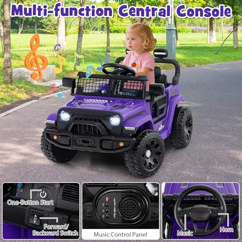 Image of Costzon Kids Ride on Car Truck, Electric Vehicle (Purple,34 inch x 23 inch x 21 inch)