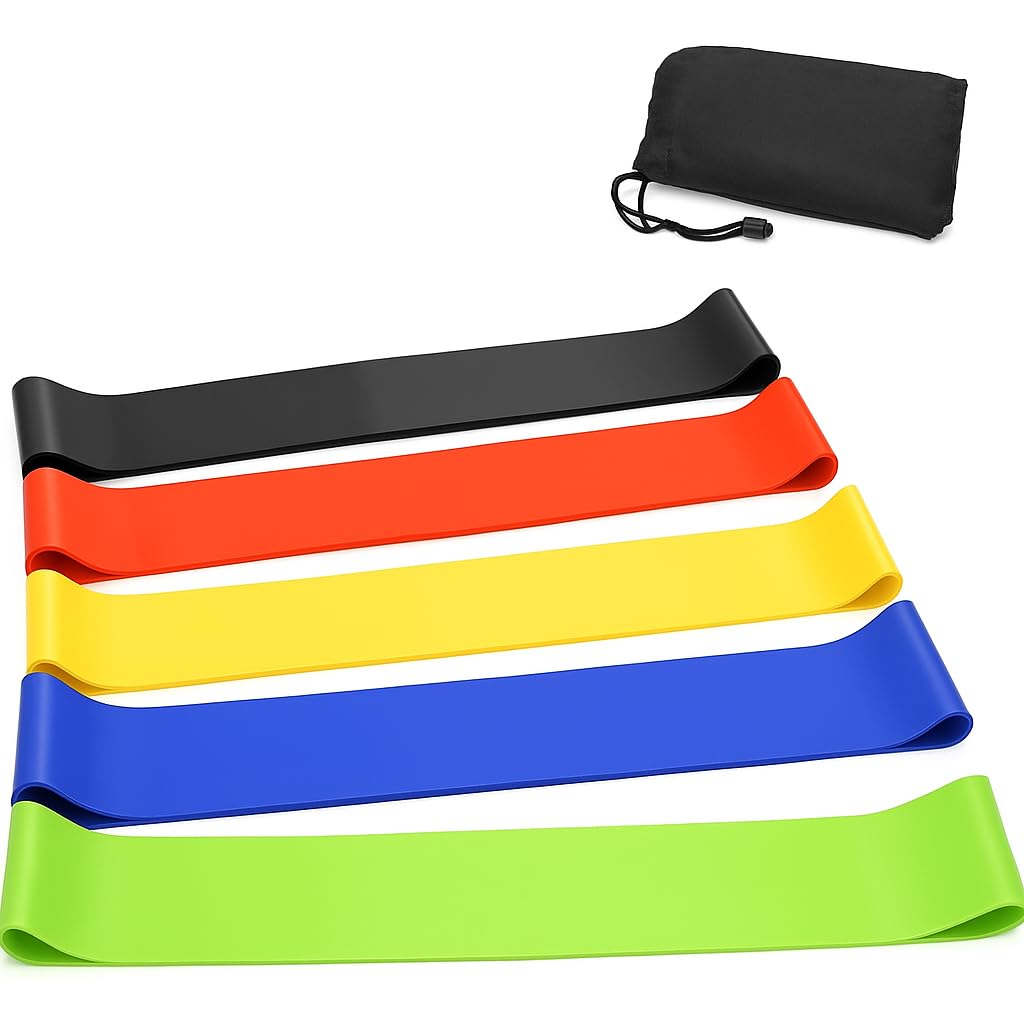 Faixas Elásticas Mini Bands para Exercícios - Kit com 5 Intensidades - Treino em Casa,