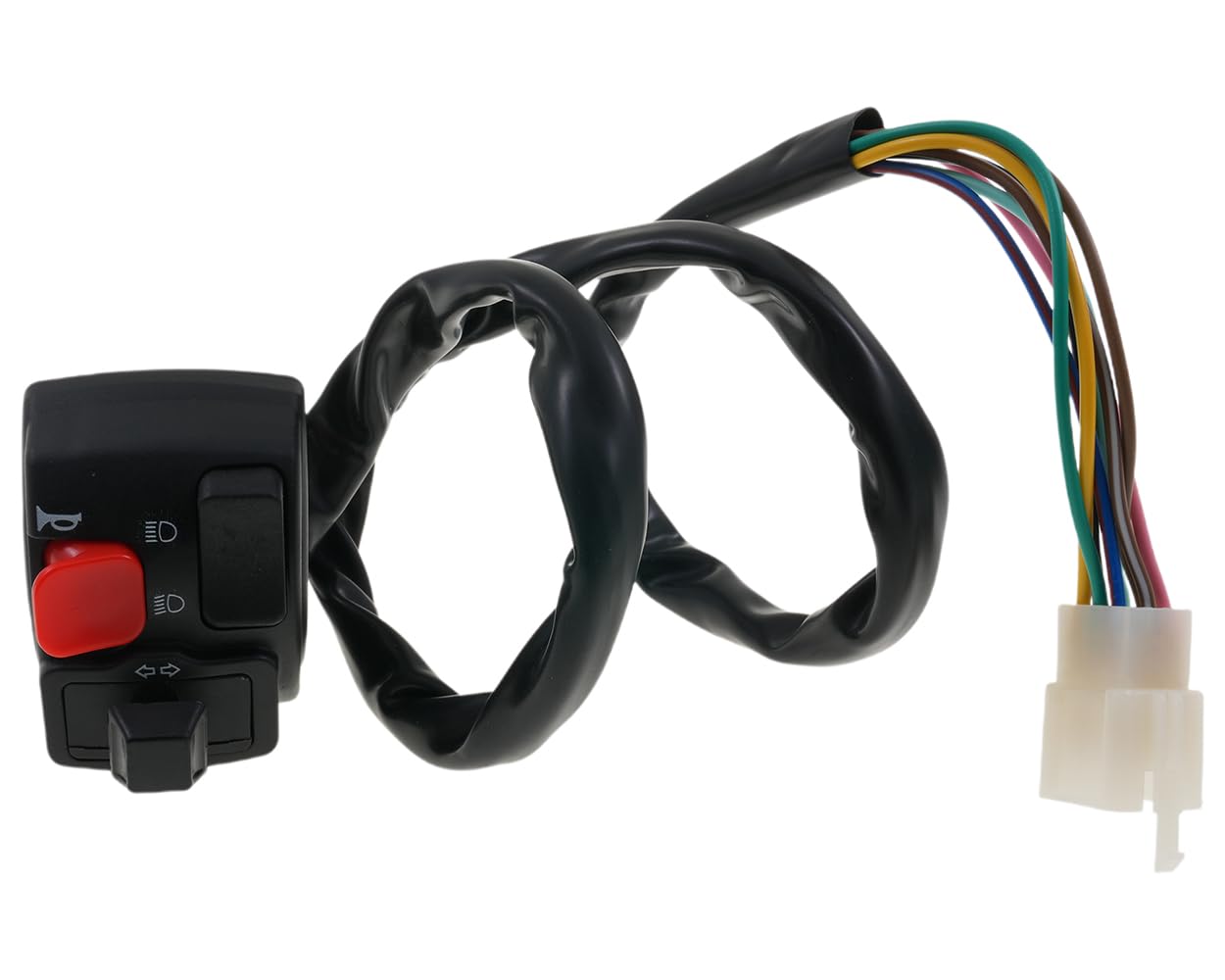 2EXTREME interruptor de manillar izquierdo 8 pines intermitentes/luces/bocina compatible con Derbi Senda, Aprilia RX SX 50 AM6 – unidad de conmutador negra
