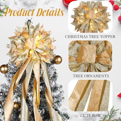 Lazo grande de Navidad decorativo color champán para vestir el salón en nochebuena 4