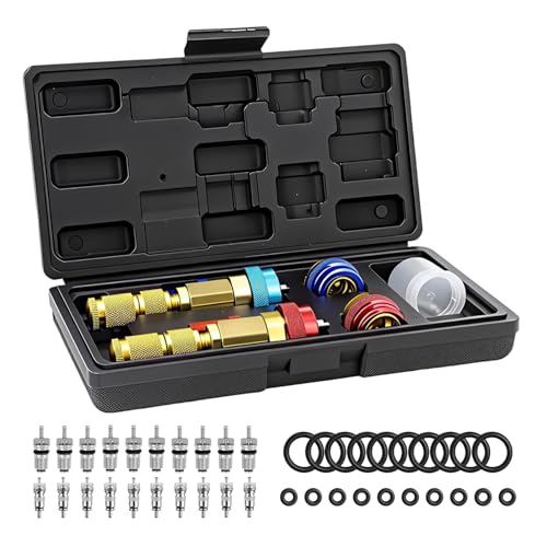 R134A R1234YF AC Valve Core Removal Tool Kit-Universal Remover/Installer for Automotive A/C Systems, Includes 20 Valve Cores&20 O-Rings Compatible with R134a R1234YF R22 Standard JRA/Schrader Valve