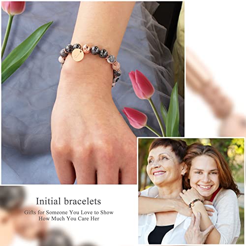 Image of Btysun Initial Bracelets for Women, Graduation Gifts for Daughter Her Teen Girls Gifts Trendy Stuff Stocking Stuffers Letter A-Z Beaded Bracelet Sister Mom Birthday Gift Female Christmas Jewelry