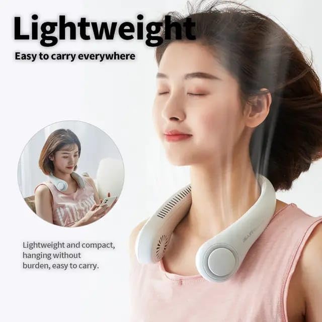 Image of Bladeless Neck Cooler - Portable Neck Fan for Heat Relief, Wearable Personal Air Conditioner with Adjustable Cooling, Rechargeable Bladeless Neck Fan for Outdoor Use, Lightweight Hands