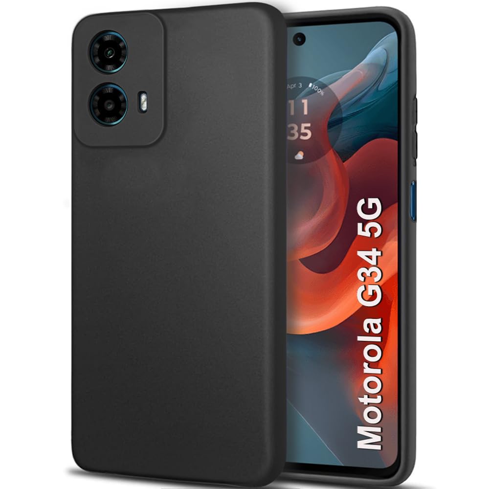 TheGiftKart Sleek Back Cover Case for Motorola Moto G34 / G45 5G | Slim Fit Protective Design | Ultra Matte Finish | Camera Protection Bump | Soft Silicon Moto G34 / G45 5G Back Case (Silicone, Black) (B0CXMCT3LV) Amazon Price History, Amazon Price Tracker