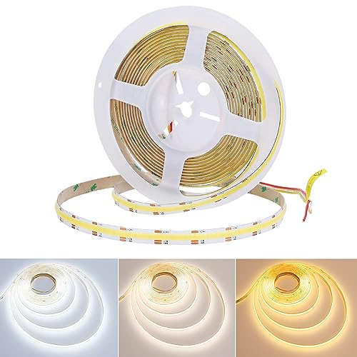 JOYLIT CCT COB LED Streifen 24V 5M 640LEDs/M 10000LM Ultra Hell CRI 92+, CE UL PRO 90W Dimmbar 2700K-6000K Tunable White Light Strip, Selbstklebend Abstimmbares Weiß LED Lichtband für Gewerbe, Wohnen