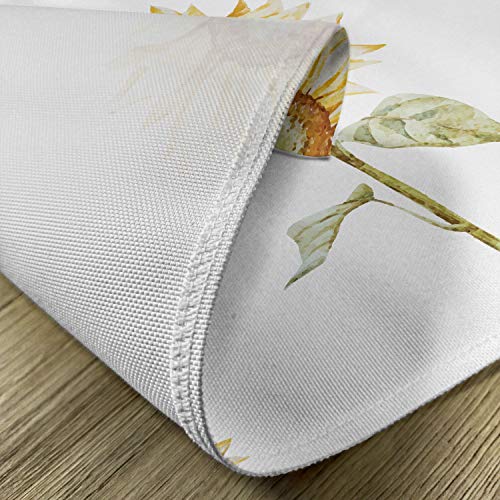 Ambesonne Sunflower Place Mats Set Of 4, Sunflowers Watercolor Painting Effect And In Minimalistic Design Art, Washable Fabric Placemats For Dining Table, Standard Size, Yellow Green #TOP4