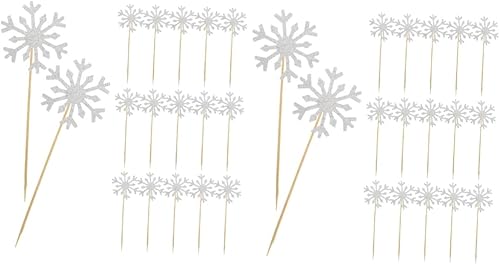 Amosfun 200 piezas de cupcakes copo de nieve fiesta suministros de decoración de lujo para Navidad, cumpleaños, decoración de decoración, picks,